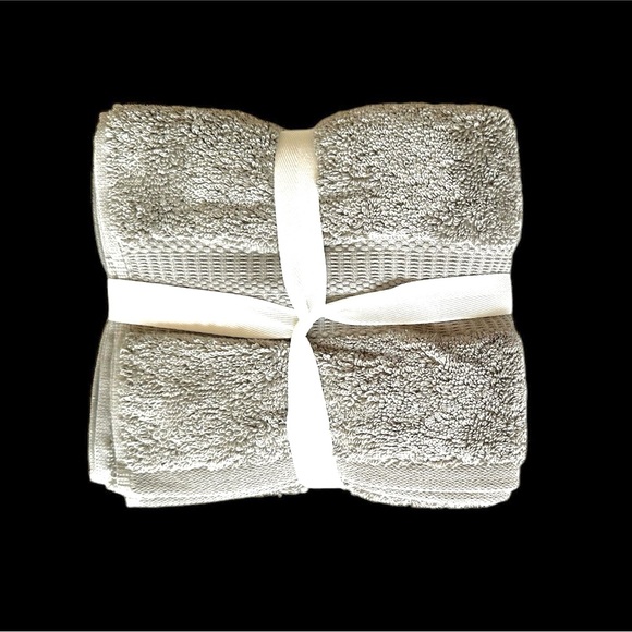 Tahari Home 2 Piece Hand Towels Set 100% Cotton Light Gray BRAND NEW WITH TAGS! - Picture 4 of 5